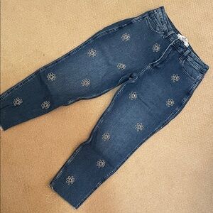 Hollister Blue Floral Embroidered Mom Jeans
